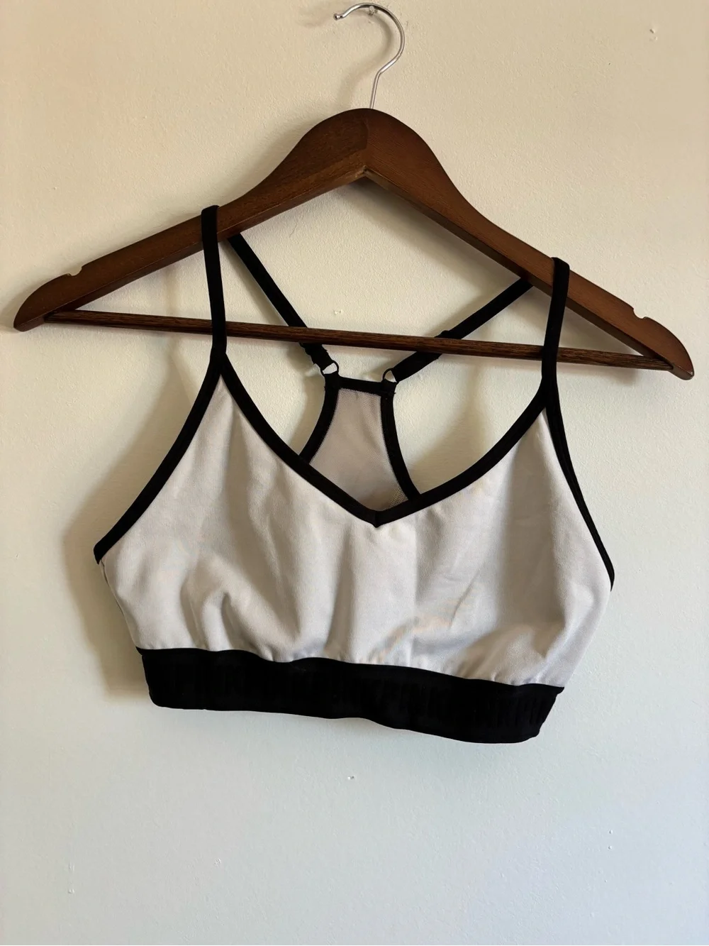 PINK Victoria's Secret White sports bra with Black Trim